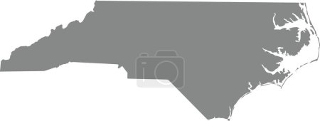 Illustration for GRAY CMYK color detailed flat map of the federal state of NORTH CAROLINA, UNITED STATES OF AMERICA on transparent background - Royalty Free Image