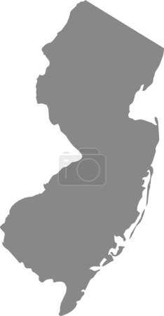 Illustration for GRAY CMYK color detailed flat map of the federal state of NEW JERSEY, UNITED STATES OF AMERICA on transparent background - Royalty Free Image