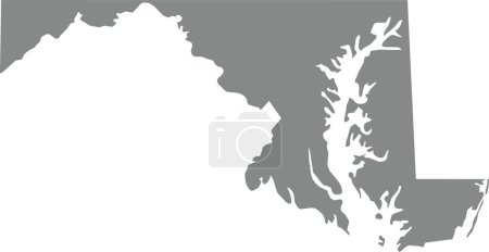 Illustration for GRAY CMYK color detailed flat map of the federal state of MARYLAND, UNITED STATES OF AMERICA on transparent background - Royalty Free Image