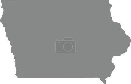 Illustration for GRAY CMYK color detailed flat map of the federal state of IOWA, UNITED STATES OF AMERICA on transparent background - Royalty Free Image