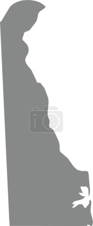 Illustration for GRAY CMYK color detailed flat map of the federal state of DELAWARE, UNITED STATES OF AMERICA on transparent background - Royalty Free Image