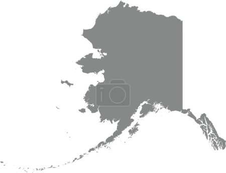 Illustration for GRAY CMYK color detailed flat map of the federal state of ALASKA, UNITED STATES OF AMERICA on transparent background - Royalty Free Image