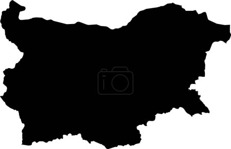 BLACK CMYK color detailed flat stencil map of the European country of BULGARIA on transparent background