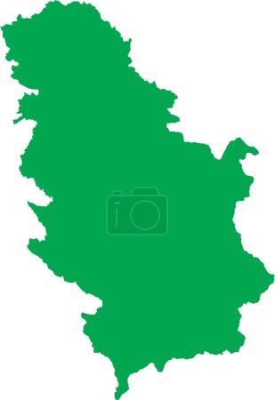 Ilustración de GREEN CMYK color plano detallado mapa de plantilla del país europeo de SERBIA (con KOSOVO) sobre fondo transparente - Imagen libre de derechos