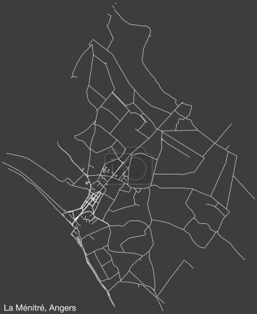Ilustración de Mapa detallado de carreteras urbanas de navegación dibujadas a mano de LA MNITR COMMUNE de la ciudad francesa de ANGERS, Francia con líneas vivas de carreteras y etiqueta con su nombre sobre un fondo sólido - Imagen libre de derechos