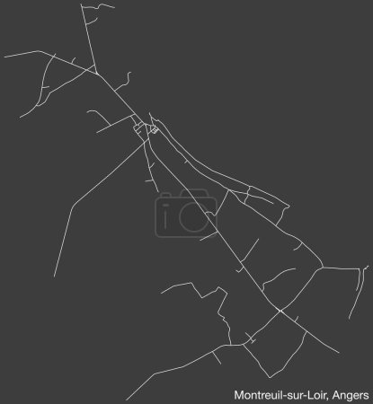 Ilustración de Mapa detallado de carreteras urbanas de navegación dibujadas a mano de MONTREUIL-SUR-LOIR COMMUNE de la ciudad francesa de ANGERS, Francia con líneas vivas de carreteras y etiqueta con su nombre sobre un fondo sólido - Imagen libre de derechos