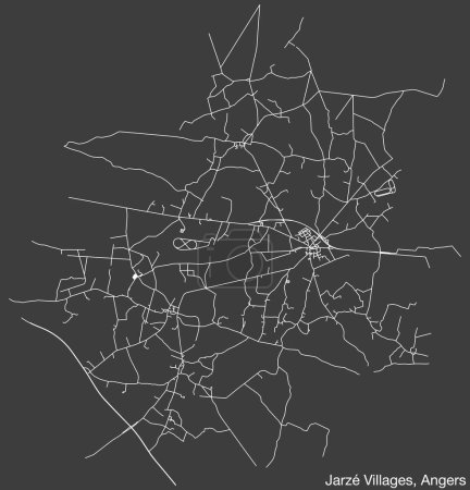 Ilustración de Mapa detallado de las carreteras urbanas de navegación dibujadas a mano de JARZ-VILLAGES COMMUNE de la ciudad francesa de ANGERS, Francia con líneas vivas de carreteras y etiqueta con su nombre sobre un fondo sólido - Imagen libre de derechos