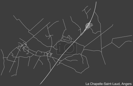 Illustration for Detailed hand-drawn navigational urban street roads map of the LA CHAPELLE-SAINT-LAUD COMMUNE of the French city of ANGERS, France with vivid road lines and name tag on solid background - Royalty Free Image