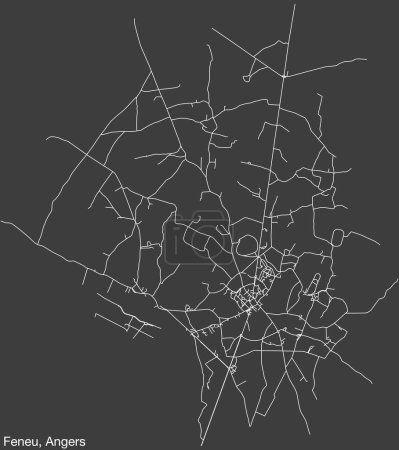 Ilustración de Mapa detallado de carreteras urbanas de navegación dibujadas a mano de la COMUNIDAD FENEU de la ciudad francesa de ANGERS, Francia con líneas vivas de carreteras y etiqueta con su nombre sobre un fondo sólido - Imagen libre de derechos
