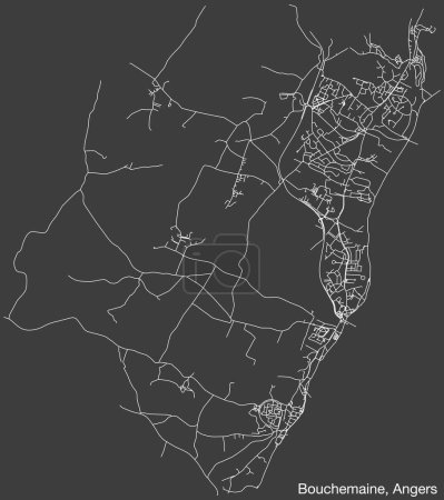 Ilustración de Mapa detallado de carreteras urbanas de navegación dibujadas a mano de la COMUNIDAD BOUCHEMAINE de la ciudad francesa de ANGERS, Francia con líneas vivas de carreteras y etiqueta con su nombre sobre un fondo sólido - Imagen libre de derechos