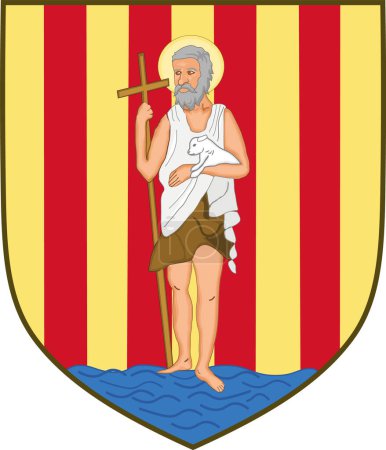 Illustration for Official coat of arms vector illustration of the French city of PERPIGNAN, FRANCE - Royalty Free Image