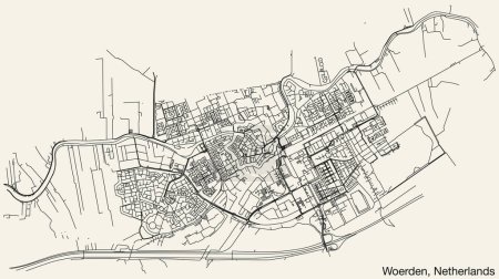 Illustration for Street roads map of WOERDEN, NETHERLANDS - Royalty Free Image