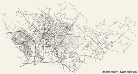 Illustration for Street roads map of DOETINCHEM, NETHERLANDS - Royalty Free Image