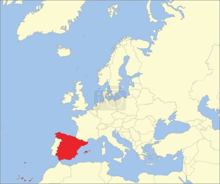 Téléchargez les illustrations : Carte géographique du ROYAUME D'ESPAGNE, EUROPE - en licence libre de droit