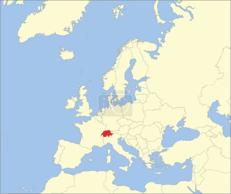 Ilustración de Mapa de ubicación de la CONFEDERACIÓN SUIZA, EUROPA - Imagen libre de derechos