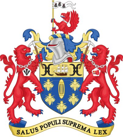 Illustration for Coat of arms of the METROPOLITAN BOROUGH OF SALFORD, GREATER MANCHESTER - Royalty Free Image