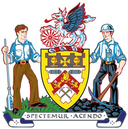 Illustration for Official coat of arms vector illustration of the English administrative local authority district of the METROPOLITAN BOROUGH OF BARNSLEY, SOUTH YORKSHIRE - Royalty Free Image
