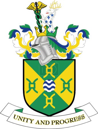 Illustration for Official coat of arms vector illustration of the English administrative local authority district of the METROPOLITAN BOROUGH OF SANDWELL, WEST MIDLANDS - Royalty Free Image