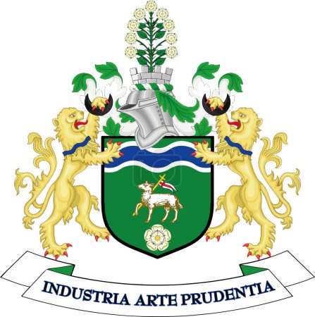 Illustration for Official coat of arms vector illustration of the English administrative local authority district of the METROPOLITAN BOROUGH OF CALDERDALE, WEST YORKSHIRE - Royalty Free Image