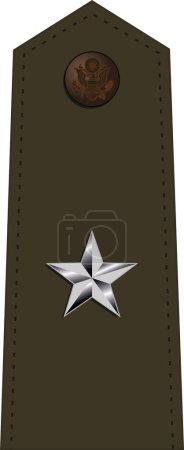 Téléchargez les illustrations : Épaule armée uniforme de service vert de marque officier militaire pour le grade d'insigne BRIGADIER GENERAL dans l'armée des États-Unis - en licence libre de droit