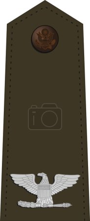 Téléchargez les illustrations : Épaulière armée uniforme de service vert de marque officier militaire pour le grade d'insigne COLONEL dans l'armée des États-Unis - en licence libre de droit