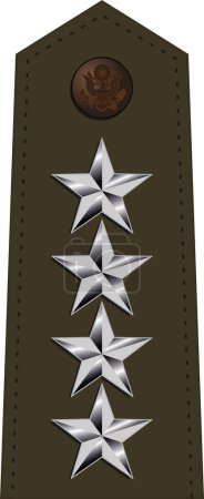 Téléchargez les illustrations : Épaulière armée uniforme de service vert de marque officier militaire pour le grade d'insigne GÉNÉRAL dans l'armée des États-Unis - en licence libre de droit