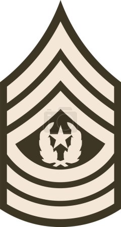 Téléchargez les illustrations : Insigne de grade épaule pour un sergent-major de l'armée des États-Unis sur l'uniforme vert de l'armée - en licence libre de droit