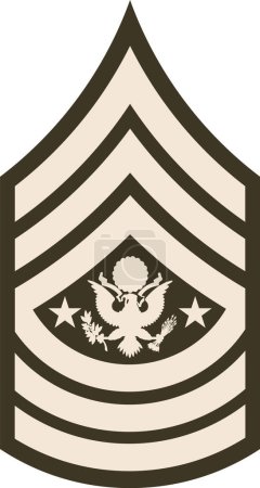 Téléchargez les illustrations : Insigne de grade épaule pour un sergent major de l'armée américaine sur l'uniforme vert de l'armée - en licence libre de droit
