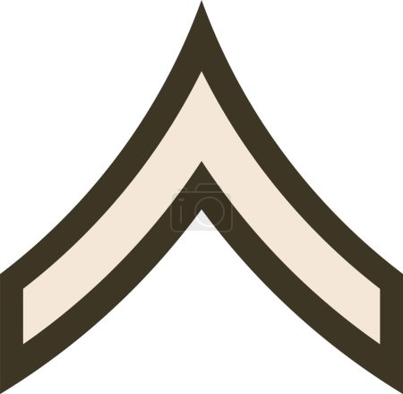 Téléchargez les illustrations : Épaulière rang insigne pour un soldat de l'armée des États-Unis privé sur l'uniforme vert de l'armée - en licence libre de droit