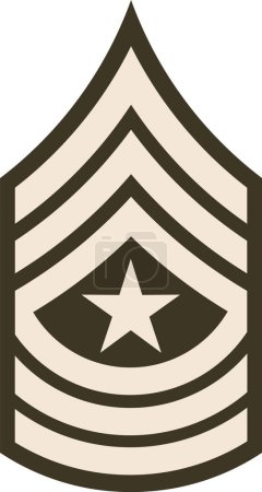 Téléchargez les illustrations : Insigne de grade épaule pour un sergent major de l'armée des États-Unis sur l'uniforme vert de l'armée - en licence libre de droit