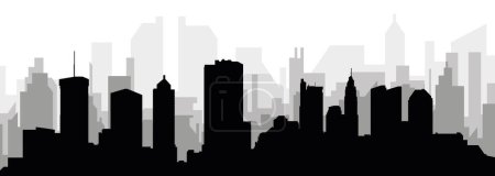 Ilustración de Paisaje urbano negro panorama con edificios grises brumosos de la ciudad fondo del COLUMBUS, ESTADOS UNIDOS DE AMÉRICA con una etiqueta de nombre de la ciudad - Imagen libre de derechos