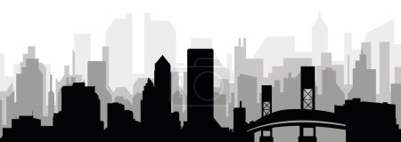 Ilustración de Paisaje urbano negro panorama con edificios de ciudad brumosos grises fondo de la JACKSONVILLE, ESTADOS UNIDOS DE AMÉRICA - Imagen libre de derechos