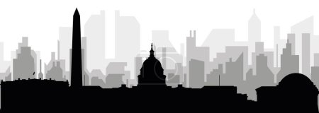 Ilustración de Paisaje urbano negro panorama con edificios grises brumosos de la ciudad fondo de la WASHINGTON, ESTADOS UNIDOS DE AMÉRICA - Imagen libre de derechos