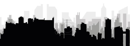 Ilustración de Paisaje urbano negro panorama con edificios de ciudad brumosos grises fondo de VALENCIA, VENEZUELA - Imagen libre de derechos