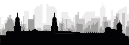 Ilustración de Paisaje urbano negro panorama con edificios de ciudad brumosos grises fondo de AREQUIPA, PERÚ - Imagen libre de derechos