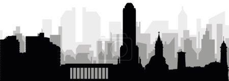 Ilustración de Paisaje urbano negro panorama con edificios de ciudad brumosos grises fondo de ROSARIO, ARGENTINA - Imagen libre de derechos