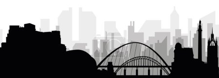 Ilustración de Paisaje urbano negro panorama con edificios de ciudad brumosos grises fondo de NEWCASTLE, REINO UNIDO - Imagen libre de derechos