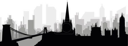 Ilustración de Paisaje urbano negro panorama con edificios de ciudad brumosos grises fondo de BRISTOL, REINO UNIDO - Imagen libre de derechos