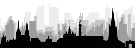 Ilustración de Paisaje urbano negro panorama con edificios de ciudad brumosos grises fondo de BORDEAUX, FRANCIA - Imagen libre de derechos