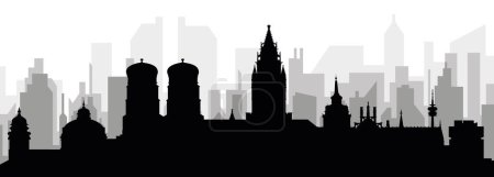 Ilustración de Paisaje urbano negro panorama con edificios de ciudad brumosos grises fondo de MUNICH, ALEMANIA - Imagen libre de derechos