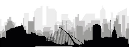 Ilustración de Paisaje urbano negro panorama con edificios de ciudad brumosos grises fondo de DUBLIN, IRLANDA - Imagen libre de derechos