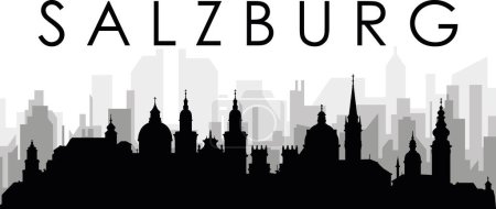 Ilustración de Paisaje urbano negro panorama con edificios de ciudad brumosos grises fondo de SALZBURG, AUSTRIA - Imagen libre de derechos