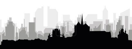 Ilustración de Escenario urbano negro con edificios grises brumosos de GINEBRA, SUIZA - Imagen libre de derechos
