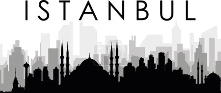 Ilustración de Paisaje urbano negro panorama con edificios de ciudad brumosos grises fondo de ISTANBUL, TURQUÍA - Imagen libre de derechos