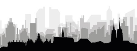 Ilustración de Paisaje urbano negro panorama con edificios de ciudad brumosos grises fondo de WROCLAW, POLONIA - Imagen libre de derechos