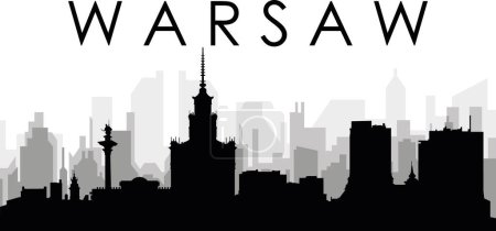 Ilustración de Paisaje urbano negro panorama con edificios de ciudad brumosos grises fondo de WARSAW, POLONIA - Imagen libre de derechos