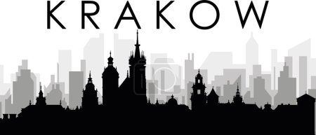 Ilustración de Paisaje urbano negro panorama con edificios de ciudad brumosos grises fondo de KRAKOW, POLONIA - Imagen libre de derechos