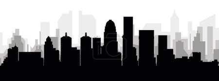 Ilustración de Paisaje urbano negro panorama con edificios de ciudad brumosos grises fondo de LOUISVILLE, EE.UU. - Imagen libre de derechos