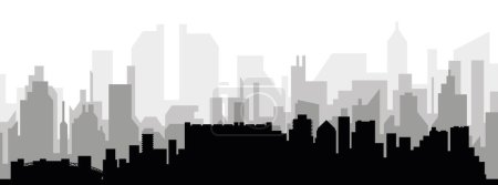 Ilustración de Paisaje urbano negro panorama con edificios de ciudad brumosos grises fondo de CAPE TOWN, SUDÁFRICA - Imagen libre de derechos