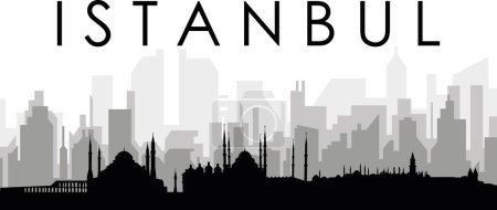 Ilustración de Paisaje urbano negro panorama con edificios de ciudad brumosos grises fondo de ISTANBUL, TURQUÍA - Imagen libre de derechos